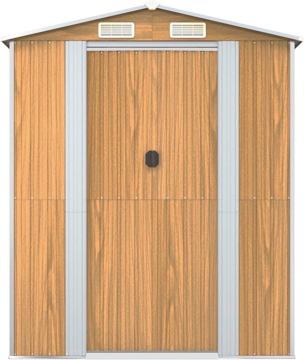 Tuinhuis Donkerbruin 192x357x223 Cm Gegalvaniseerd Staal - Afbeelding 4