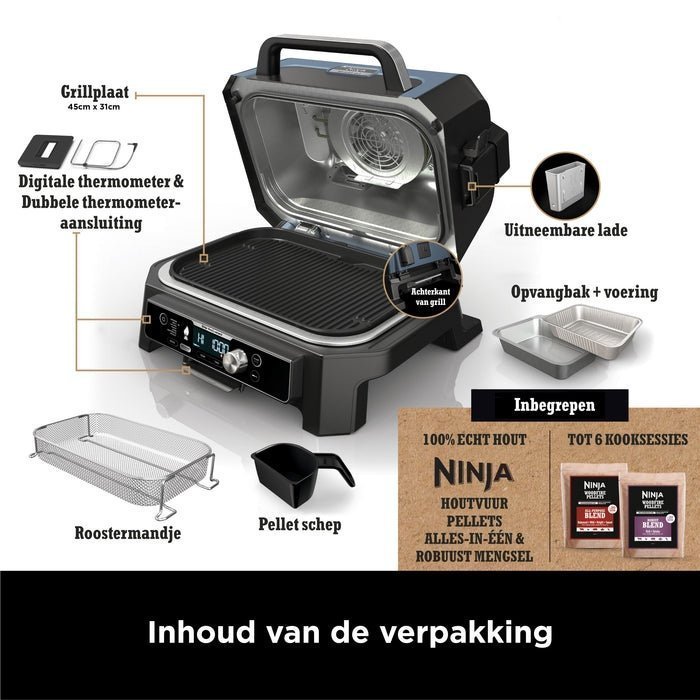 Ninja OG901EU Buitenbarbecue/Grill Tafelmodel Elektrisch Zwart 1700 W - Afbeelding 9
