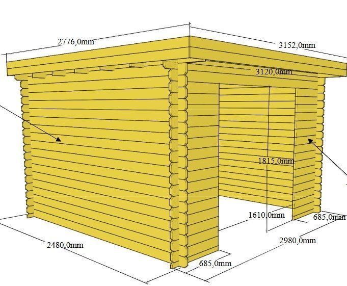Tuinhuisje Houten schuur Blokhut 3x2,5m 28mm - Afbeelding 5