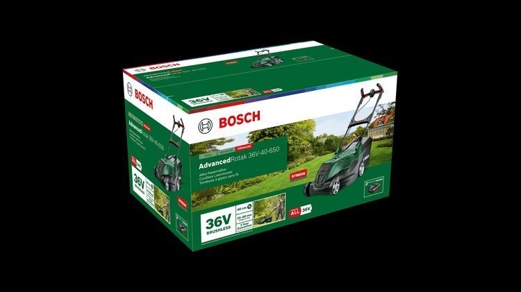 Bosch DIY AdvancedRotak 36V-40-650 36V Ah accu grasmaaier en AL 36V-20 lader - Afbeelding 2