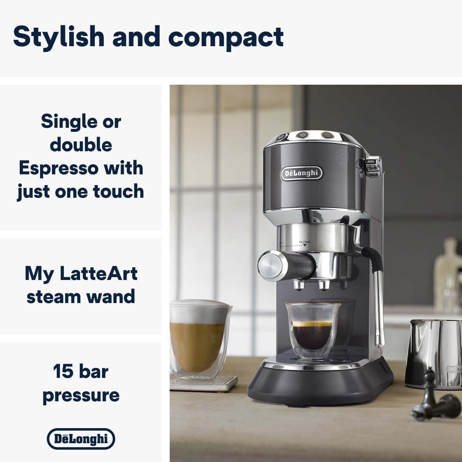 DeLonghi Dedica Arte EC885.GY ESE Capsule-espressomachine - Afbeelding 4